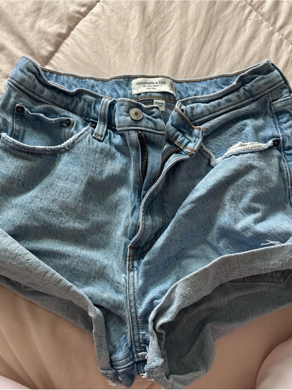 Abercrombie & Fitch Light Wash High-Rise Denim Shorts